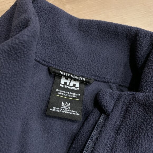 Helly Hanson Pullover Men's Large L Navy Blue 1/4 Quarter Zip Fleece Mock Neck - Picture 3 of 7